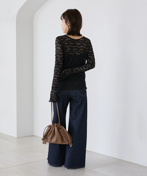 La TOTALITE(ラトータリテ)の「【洗える】ストレッチレース2WAYカーディガン(Tシャツ/カットソー・レディース・ブラック/ホワイト・FREE)」の5枚目の写真