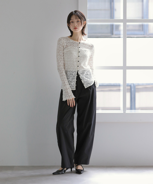 La TOTALITE(ラトータリテ)の「【洗える】ストレッチレース2WAYカーディガン(Tシャツ/カットソー・レディース・ブラック/ホワイト・FREE)」の8枚目の写真