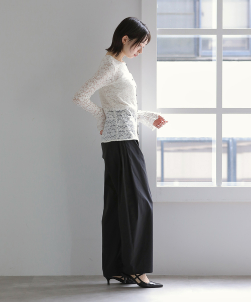La TOTALITE(ラトータリテ)の「【洗える】ストレッチレース2WAYカーディガン(Tシャツ/カットソー・レディース・ブラック/ホワイト・FREE)」の9枚目の写真