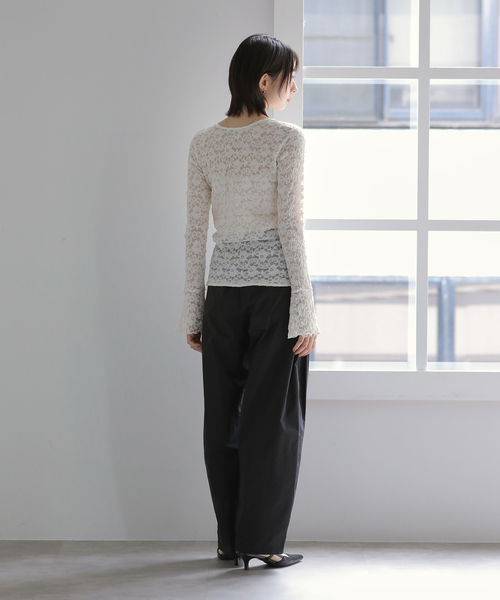 La TOTALITE(ラトータリテ)の「【洗える】ストレッチレース2WAYカーディガン(Tシャツ/カットソー・レディース・ブラック/ホワイト・FREE)」の10枚目の写真