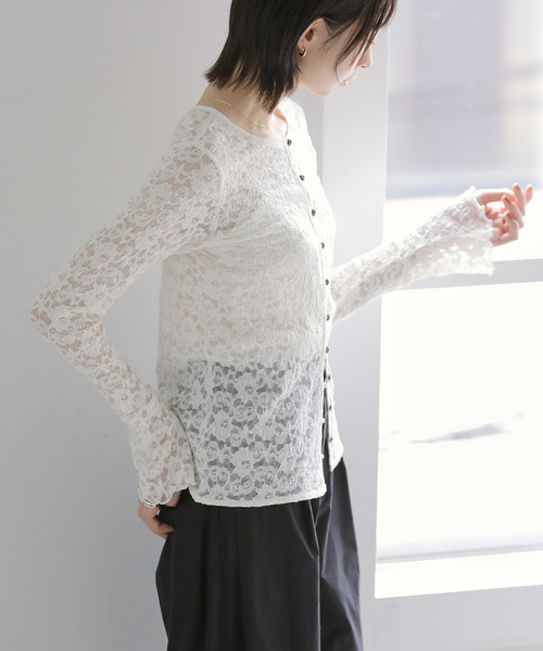 La TOTALITE(ラトータリテ)の「【洗える】ストレッチレース2WAYカーディガン(Tシャツ/カットソー・レディース・ブラック/ホワイト・FREE)」の12枚目の写真