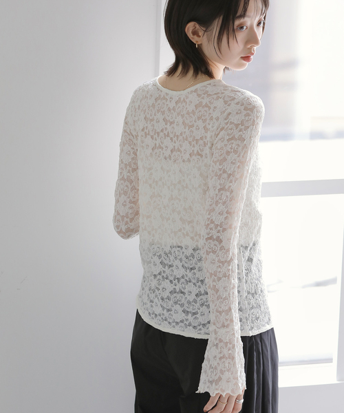La TOTALITE(ラトータリテ)の「【洗える】ストレッチレース2WAYカーディガン(Tシャツ/カットソー・レディース・ブラック/ホワイト・FREE)」の13枚目の写真