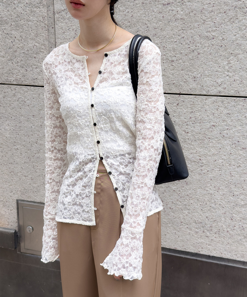 La TOTALITE(ラトータリテ)の「【洗える】ストレッチレース2WAYカーディガン(Tシャツ/カットソー・レディース・ブラック/ホワイト・FREE)」の15枚目の写真