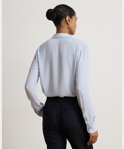 LAUREN RALPH LAUREN(ローレン ラルフ ローレン)の「クラシック フィット ジョーゼット シャツ(シャツ/ブラウス・レディース・ブルー・L/XXS/XS/S/M)」の4枚目の写真