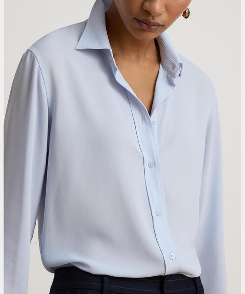 LAUREN RALPH LAUREN(ローレン ラルフ ローレン)の「クラシック フィット ジョーゼット シャツ(シャツ/ブラウス・レディース・ブルー・L/XXS/XS/S/M)」の5枚目の写真