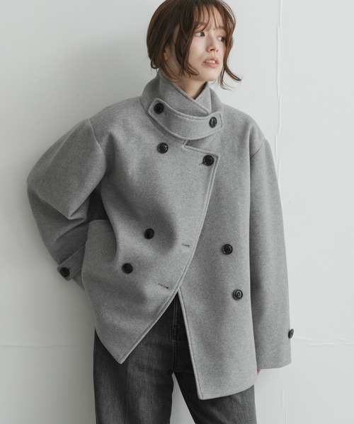 URBAN RESEARCH Sonny Label(アーバンリサーチサニーレーベル)の「メルトンジャージースタンドカラーコート(その他アウター・レディース・チャコールグレー/モカ/グレー・FREE)」の1枚目の写真