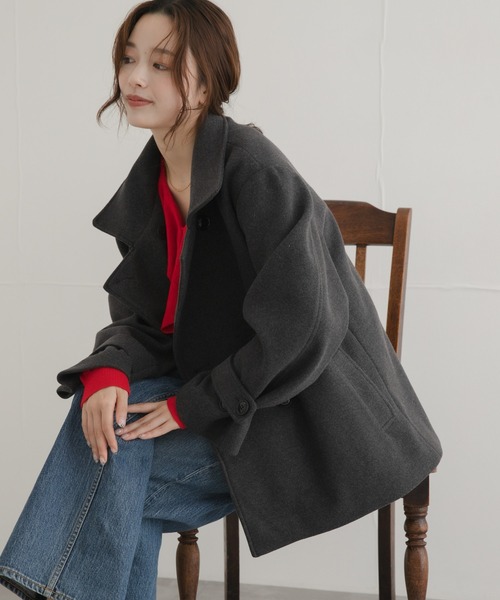 URBAN RESEARCH Sonny Label(アーバンリサーチサニーレーベル)の「メルトンジャージースタンドカラーコート(その他アウター・レディース・チャコールグレー/モカ/グレー・FREE)」の2枚目の写真