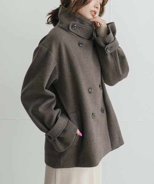 URBAN RESEARCH Sonny Label(アーバンリサーチサニーレーベル)の「メルトンジャージースタンドカラーコート(その他アウター・レディース・チャコールグレー/モカ/グレー・FREE)」の3枚目の写真