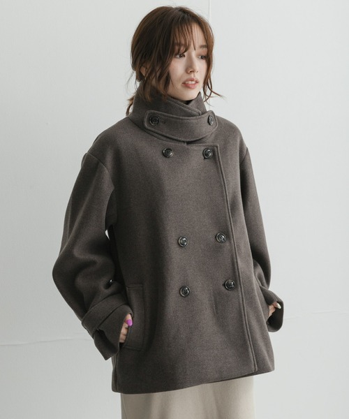 URBAN RESEARCH Sonny Label(アーバンリサーチサニーレーベル)の「メルトンジャージースタンドカラーコート(その他アウター・レディース・チャコールグレー/モカ/グレー・FREE)」の11枚目の写真