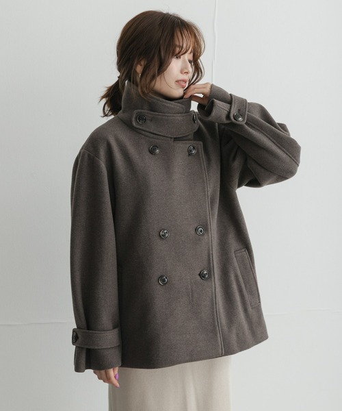 URBAN RESEARCH Sonny Label(アーバンリサーチサニーレーベル)の「メルトンジャージースタンドカラーコート(その他アウター・レディース・チャコールグレー/モカ/グレー・FREE)」の12枚目の写真