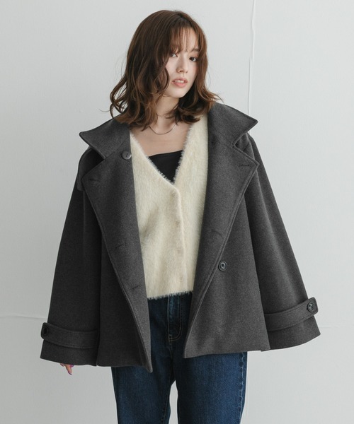 URBAN RESEARCH Sonny Label(アーバンリサーチサニーレーベル)の「メルトンジャージースタンドカラーコート(その他アウター・レディース・チャコールグレー/モカ/グレー・FREE)」の5枚目の写真