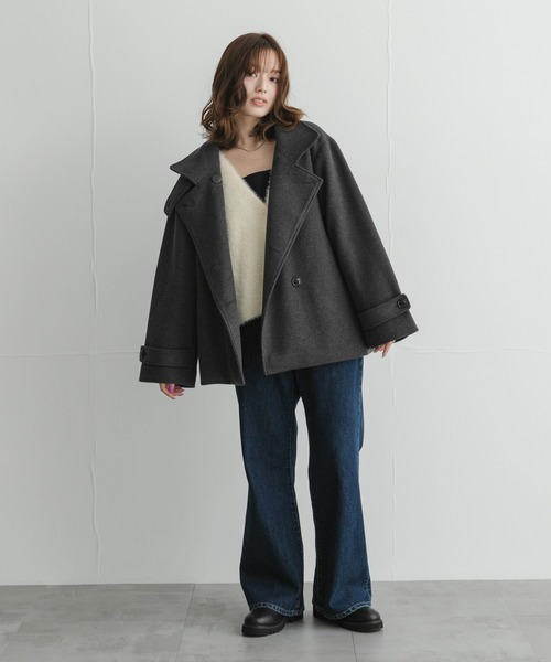 URBAN RESEARCH Sonny Label(アーバンリサーチサニーレーベル)の「メルトンジャージースタンドカラーコート(その他アウター・レディース・チャコールグレー/モカ/グレー・FREE)」の8枚目の写真