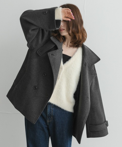 URBAN RESEARCH Sonny Label(アーバンリサーチサニーレーベル)の「メルトンジャージースタンドカラーコート(その他アウター・レディース・チャコールグレー/モカ/グレー・FREE)」の4枚目の写真