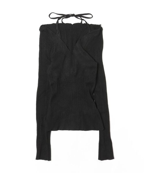 Ritzy（リッツィー）の「ホルターネック オフショルダーリブニットトップス（Tシャツ/カットソー・レディース・ホワイト/ブラック・FREE）」の11枚目の写真