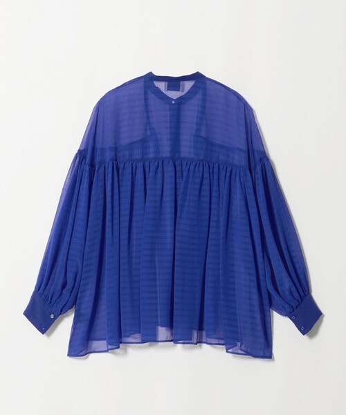 UNITED ARROWS（ユナイテッドアローズ）の「シアー ギャザー バンドカラー ブラウス（シャツ/ブラウス・レディース・ロイヤルブルー/ブラック・FREE）」の13枚目の写真