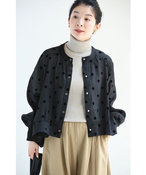 cawaii（カワイイ）の「広がる裾の水玉シアーカーディガン（カーディガン/ボレロ・レディース・ブラック/アイボリー・FREE）」の6枚目の写真
