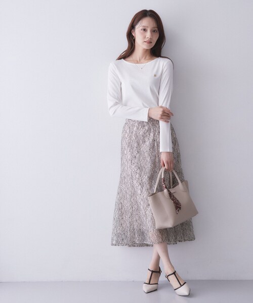 index(インデックス)の「【接触冷感/UVケア】テレコボートネックトップス《洗濯機OK》(Tシャツ/カットソー・レディース・ブラウン系その他/オフホワイト/ネイビー/ナチュラル/モスグリーン・34/36/38/44/40/42)」の7枚目の写真