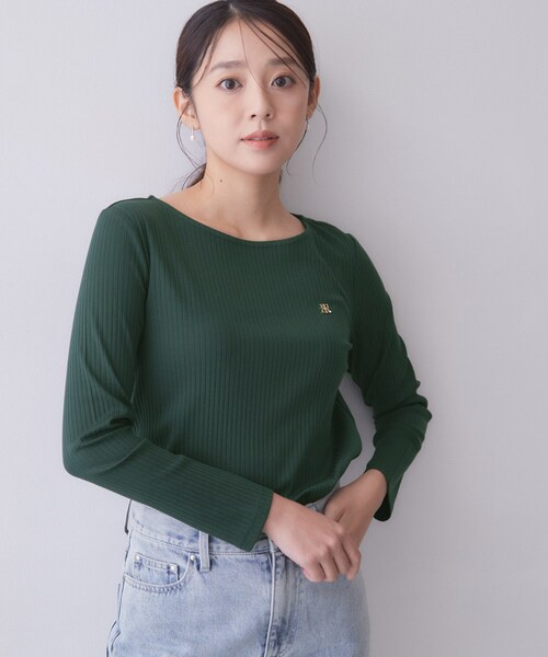 index(インデックス)の「【接触冷感/UVケア】テレコボートネックトップス《洗濯機OK》(Tシャツ/カットソー・レディース・ブラウン系その他/オフホワイト/ネイビー/ナチュラル/モスグリーン・34/36/38/44/40/42)」の14枚目の写真