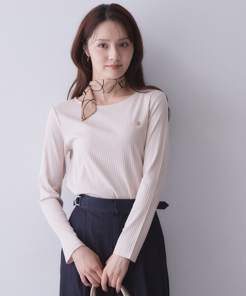 index(インデックス)の「【接触冷感/UVケア】テレコボートネックトップス《洗濯機OK》(Tシャツ/カットソー・レディース・ブラウン系その他/オフホワイト/ネイビー/ナチュラル/モスグリーン・34/36/38/44/40/42)」の18枚目の写真