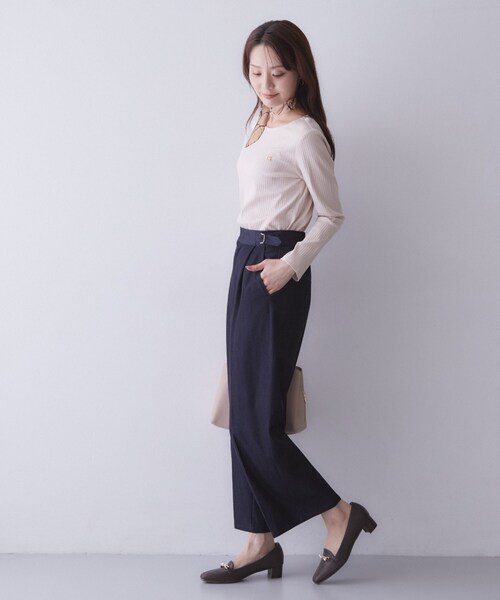 index(インデックス)の「【接触冷感/UVケア】テレコボートネックトップス《洗濯機OK》(Tシャツ/カットソー・レディース・ブラウン系その他/オフホワイト/ネイビー/ナチュラル/モスグリーン・34/36/38/44/40/42)」の20枚目の写真
