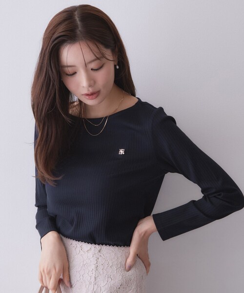 index(インデックス)の「【接触冷感/UVケア】テレコボートネックトップス《洗濯機OK》(Tシャツ/カットソー・レディース・ブラウン系その他/オフホワイト/ネイビー/ナチュラル/モスグリーン・34/36/38/44/40/42)」の22枚目の写真