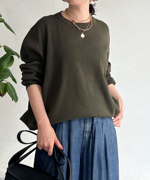 un dix cors(アンディコール)の「ドロストプルオーバー(Tシャツ/カットソー・レディース・オフホワイト/カーキ/ブラック/チャコールグレー・FREE)」の4枚目の写真