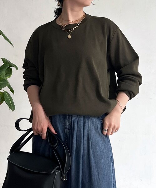 un dix cors(アンディコール)の「ドロストプルオーバー(Tシャツ/カットソー・レディース・オフホワイト/カーキ/ブラック/チャコールグレー・FREE)」の7枚目の写真