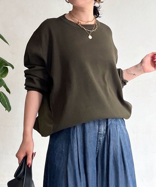 un dix cors(アンディコール)の「ドロストプルオーバー(Tシャツ/カットソー・レディース・オフホワイト/カーキ/ブラック/チャコールグレー・FREE)」の10枚目の写真