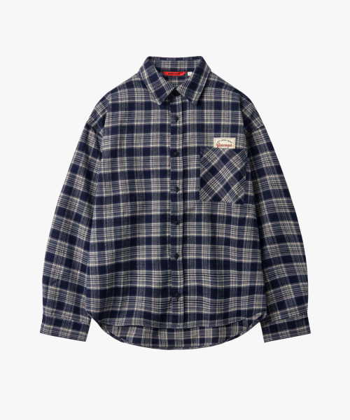 GEECOON(ジークーン)の「ヴィンテージ セミクロップド チェックシャツ GEE267-112 ネイビー(シャツ/ブラウス・メンズ・ネイビー・LARGE/X-LARGE)」の2枚目の写真