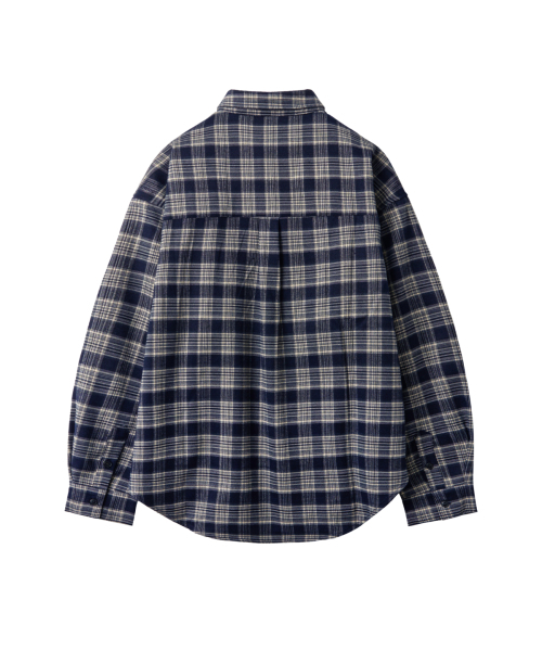 GEECOON(ジークーン)の「ヴィンテージ セミクロップド チェックシャツ GEE267-112 ネイビー(シャツ/ブラウス・メンズ・ネイビー・LARGE/X-LARGE)」の3枚目の写真