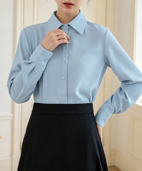 ONEP STAR(ワンピスター)の「2WAYボウタイ長袖ブラウス(シャツ/ブラウス・レディース・ホワイト/ブルー・X-LARGE/LARGE/MEDIUM)」の2枚目の写真