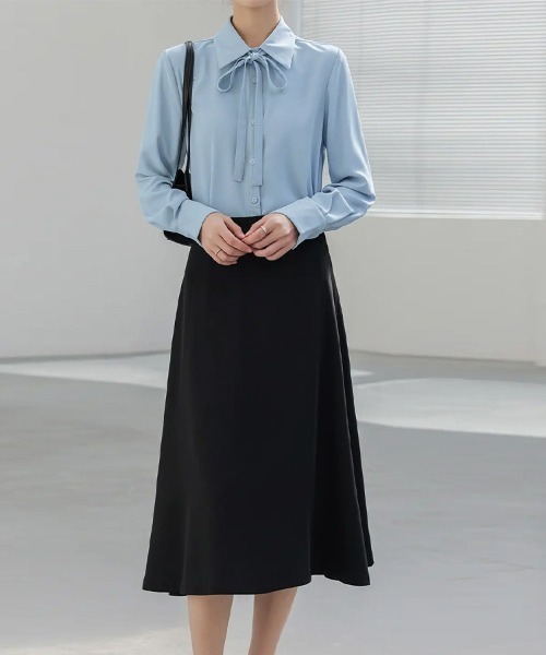 ONEP STAR(ワンピスター)の「2WAYボウタイ長袖ブラウス(シャツ/ブラウス・レディース・ホワイト/ブルー・X-LARGE/LARGE/MEDIUM)」の8枚目の写真