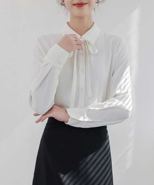 ONEP STAR(ワンピスター)の「2WAYボウタイ長袖ブラウス(シャツ/ブラウス・レディース・ホワイト/ブルー・X-LARGE/LARGE/MEDIUM)」の11枚目の写真