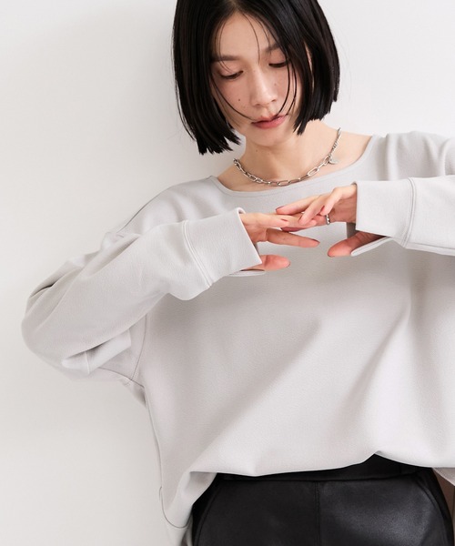 le cercle ADAM ET ROPE'(ルセルクルアダムエロペ)の「サンディカットJZスェットライクプルオーバー/セットアップ対応(Tシャツ/カットソー・レディース・ブラック/オフホワイト/ライトグレー・FREE)」の12枚目の写真