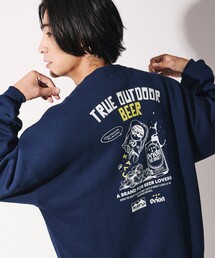 KAVU/カブー 限定展開 KAVU×ORION 別注 ビッグシルエット アニマルバックプリント クルーネック スウェット BEER&GRASS
