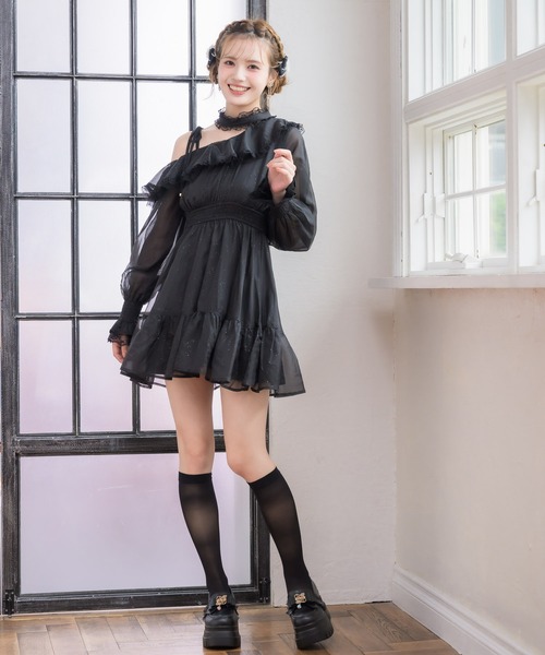 couture BY ROJITA(クチュールバイロジータ)の「ワンショル花柄ミニ丈ワンピース(ワンピース・レディース・アイボリー/ブルー/ブラック・FREE)」の20枚目の写真