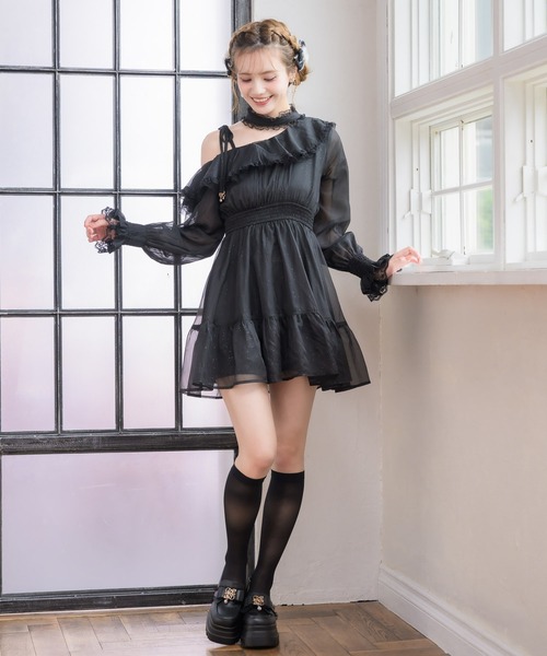 couture BY ROJITA(クチュールバイロジータ)の「ワンショル花柄ミニ丈ワンピース(ワンピース・レディース・アイボリー/ブルー/ブラック・FREE)」の21枚目の写真