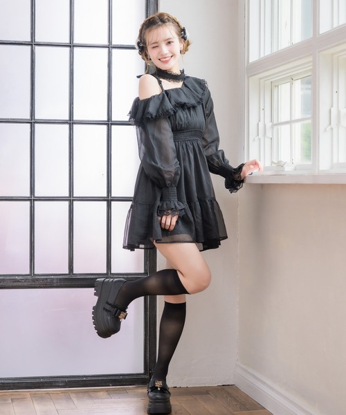 couture BY ROJITA(クチュールバイロジータ)の「ワンショル花柄ミニ丈ワンピース(ワンピース・レディース・アイボリー/ブルー/ブラック・FREE)」の22枚目の写真