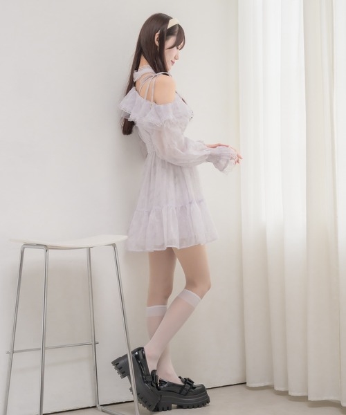 couture BY ROJITA(クチュールバイロジータ)の「ワンショル花柄ミニ丈ワンピース(ワンピース・レディース・アイボリー/ブルー/ブラック・FREE)」の10枚目の写真