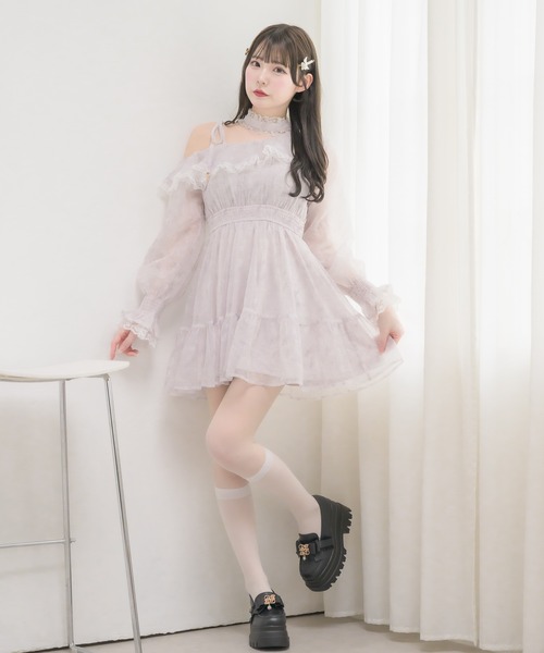 couture BY ROJITA(クチュールバイロジータ)の「ワンショル花柄ミニ丈ワンピース(ワンピース・レディース・アイボリー/ブルー/ブラック・FREE)」の11枚目の写真