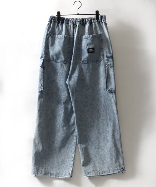 Mark Gonzales(マーク・ゴンザレス)の「MARK GONZALES ARTWORK COLLECTION/マークゴンザレス 別注 ヴィンテージライク ワンポイント刺繍 ワイドデニムカーゴパンツ(カーゴパンツ・メンズ・ブルー/ブラック系その他/ブラック/ネイビー・M/L/XL)」の9枚目の写真