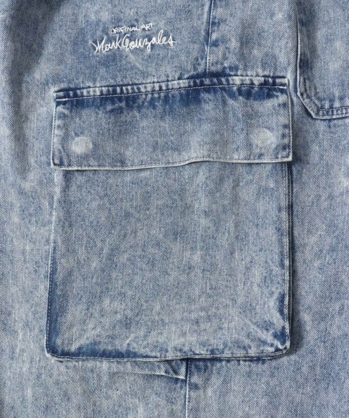 Mark Gonzales(マーク・ゴンザレス)の「MARK GONZALES ARTWORK COLLECTION/マークゴンザレス 別注 ヴィンテージライク ワンポイント刺繍 ワイドデニムカーゴパンツ(カーゴパンツ・メンズ・ブルー/ブラック系その他/ブラック/ネイビー・M/L/XL)」の16枚目の写真