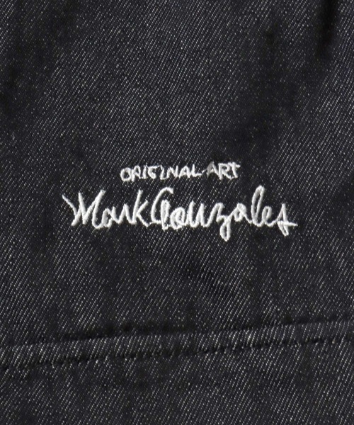 Mark Gonzales(マーク・ゴンザレス)の「MARK GONZALES ARTWORK COLLECTION/マークゴンザレス 別注 ヴィンテージライク ワンポイント刺繍 ワイドデニムカーゴパンツ(カーゴパンツ・メンズ・ブルー/ブラック系その他/ブラック/ネイビー・M/L/XL)」の21枚目の写真