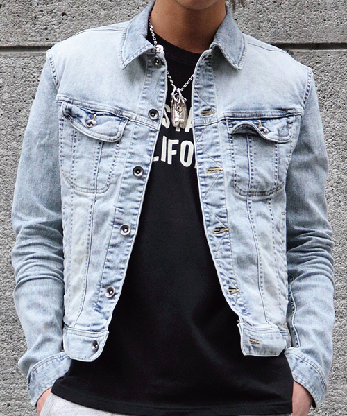 JACKROSE（ジャックローズ）の「クールマックス ハイパーストレッチデニムGジャン（デニムジャケット・メンズ・ケミカルウォッシュ/サックスブルー/インディゴブルー・M/L/XL）」の3枚目の写真