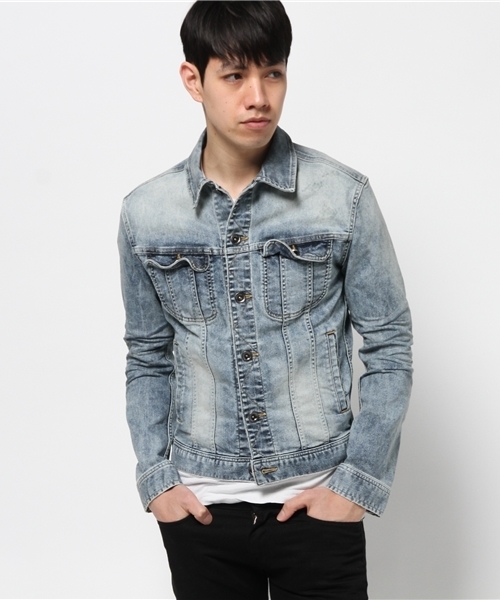 JACKROSE（ジャックローズ）の「クールマックス ハイパーストレッチデニムGジャン（デニムジャケット・メンズ・ケミカルウォッシュ/サックスブルー/インディゴブルー・M/L/XL）」の2枚目の写真