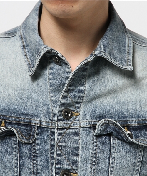 JACKROSE（ジャックローズ）の「クールマックス ハイパーストレッチデニムGジャン（デニムジャケット・メンズ・ケミカルウォッシュ/サックスブルー/インディゴブルー・M/L/XL）」の18枚目の写真