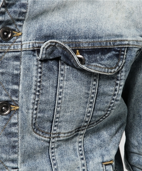 JACKROSE（ジャックローズ）の「クールマックス ハイパーストレッチデニムGジャン（デニムジャケット・メンズ・ケミカルウォッシュ/サックスブルー/インディゴブルー・M/L/XL）」の22枚目の写真