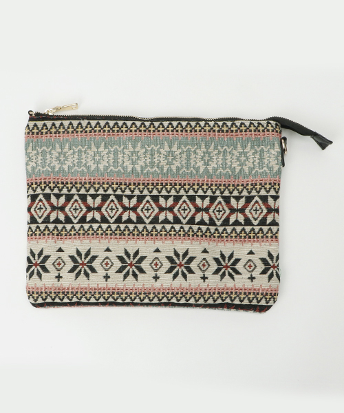 SpRay(スプレイ)の「JQ2WAYクラッチ/ジャガードクラッチ/2WAY(クラッチバッグ・レディース・ブルー/ホワイト×ブラック/ブラック/オレンジ/ベージュ/ネイビー・FREE)」の4枚目の写真