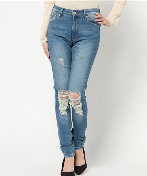 RES DENIM（レスデニム）の「RES DENIM/KITTY SKINNY /レスデニム/スキニー ダメージ クラッシュデニム（デニムパンツ・レディース・インディゴブルー・26inch）」の13枚目の写真