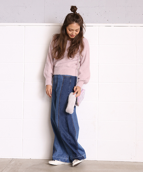 one after another NICE CLAUP（ワンアフターアナザーナイスクラップ）の「ふわふわフェザーニット（ニット/セーター・レディース・ライトグレー/ピンク/パープル系その他/アイボリー・FREE）」の16枚目の写真